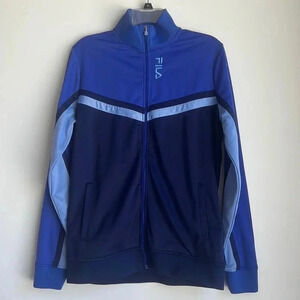 FILA Zip Up 100% Polyester Jacket Pockets Women’s Size Large Retro Style